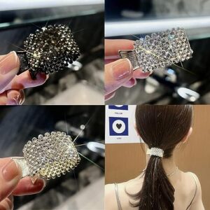 3 Pack Small Hair Clips for High Ponytail, Nonslip Metal Rhinestone Hairclips, Ponytail Holder, High Ponytail Claw Clip, Decorative Hairpins, Hair Accessories for Women and Girls