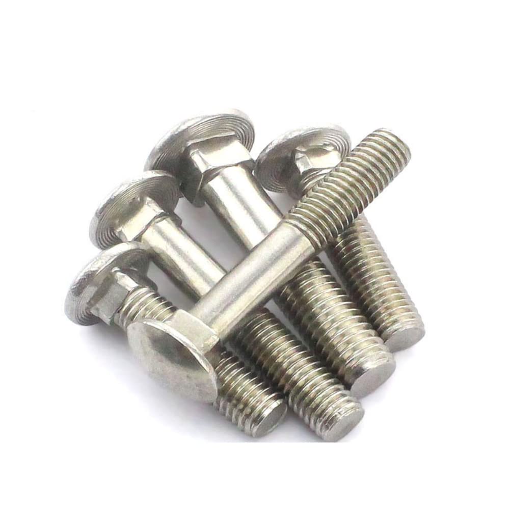 (5 pcs) 201 Stainless Steel Small Head Carriage Bolt, for Mechanical and Electrical and Other Metal Devices M6x60mm.