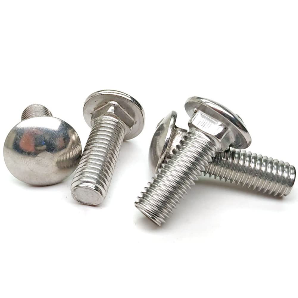 (5 pcs) 201 Stainless Steel Small Head Carriage Bolt, for Mechanical and Electrical and Other Metal Devices M6x60mm.