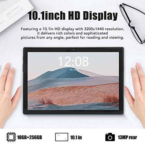 10.1in Tablet, Tablet Computer High Definition Screen 3200 X 1440 for Reading (Blue)