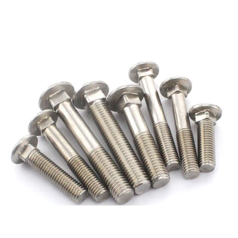 (5 pcs) 201 Stainless Steel Small Head Carriage Bolt, for Mechanical and Electrical and Other Metal Devices M6x60mm.