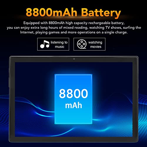 10.1in Tablet, Tablet Computer High Definition Screen 3200 X 1440 for Reading (Blue)