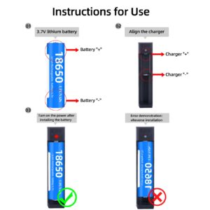 18650 Battery Charger, Suitable for 3.7v Lithium Batteries 20700 10440 14500 18500 16340 17500 18650, USB Single Slot Rechargeable Li-ion Battery Charger (Battery not Included)