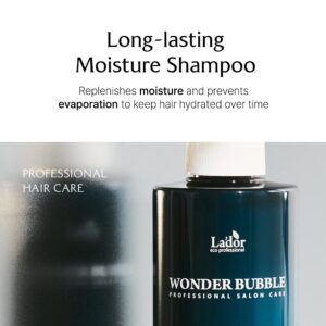 LA'DOR Wonder Bubble Volumizing Anti Frizz Moisture Shampoo for Dry Hair w/ 8 Peptides, Keratin, Sacran, Hyaluronic Acid, Urea for Fine Damaged Frizzy Curly Hair - Paraben Free 8.5 Fl Oz LADOR Korea