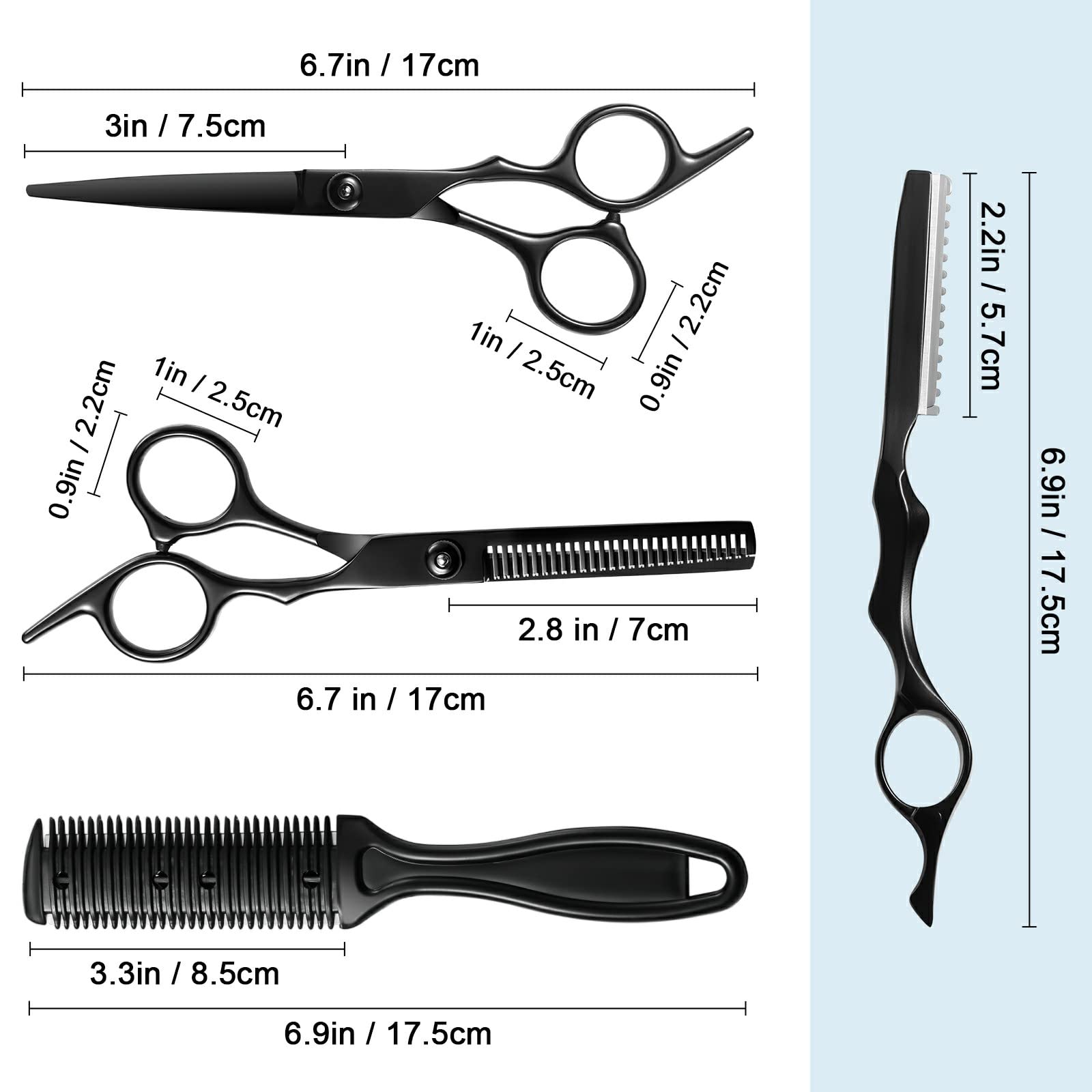 11Pcs Professional Hair Scissors Set,Stainless Steel Barber Supplies Including Straight Shears, Thinning Shears, and Hair Thinning Knife Multifunctional Salon Tools and Gifts for Friends and Family