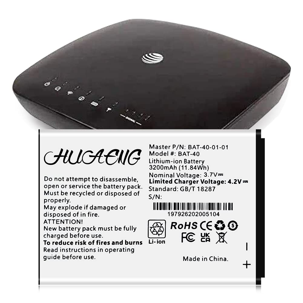 HUAENG BAT-40 Battery, (Upgraded) 3200mAh High Capacity Replacement Battery for AT&T IFWA-40 IFWA40 Mobile Hotspot Rechargeable Lithium-ion Battery