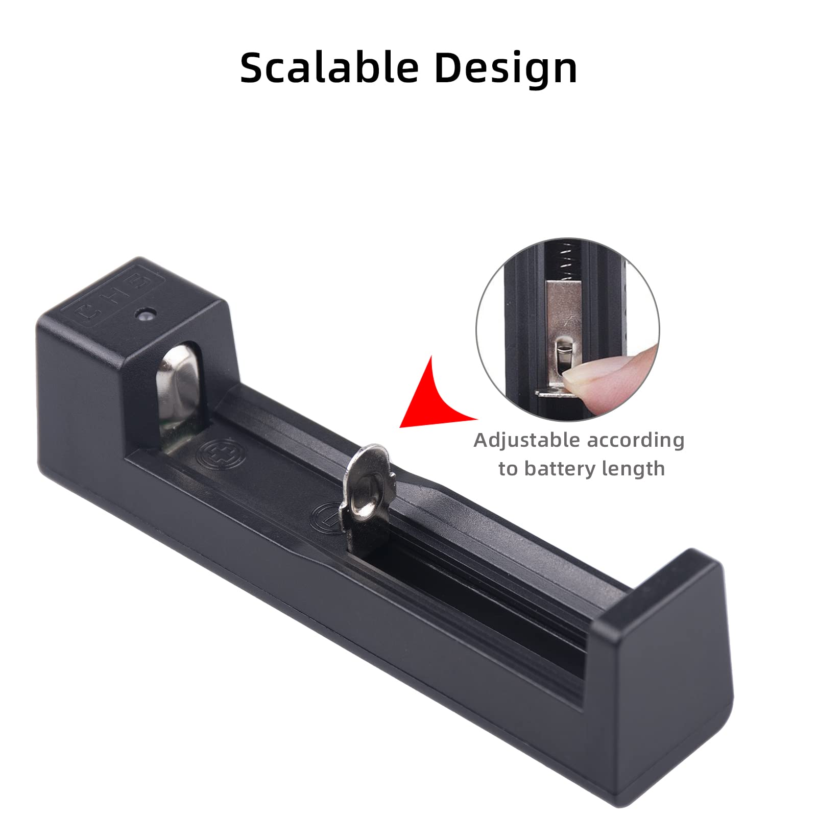 18650 Battery Charger, Suitable for 3.7v Lithium Batteries 20700 10440 14500 18500 16340 17500 18650, USB Single Slot Rechargeable Li-ion Battery Charger (Battery not Included)