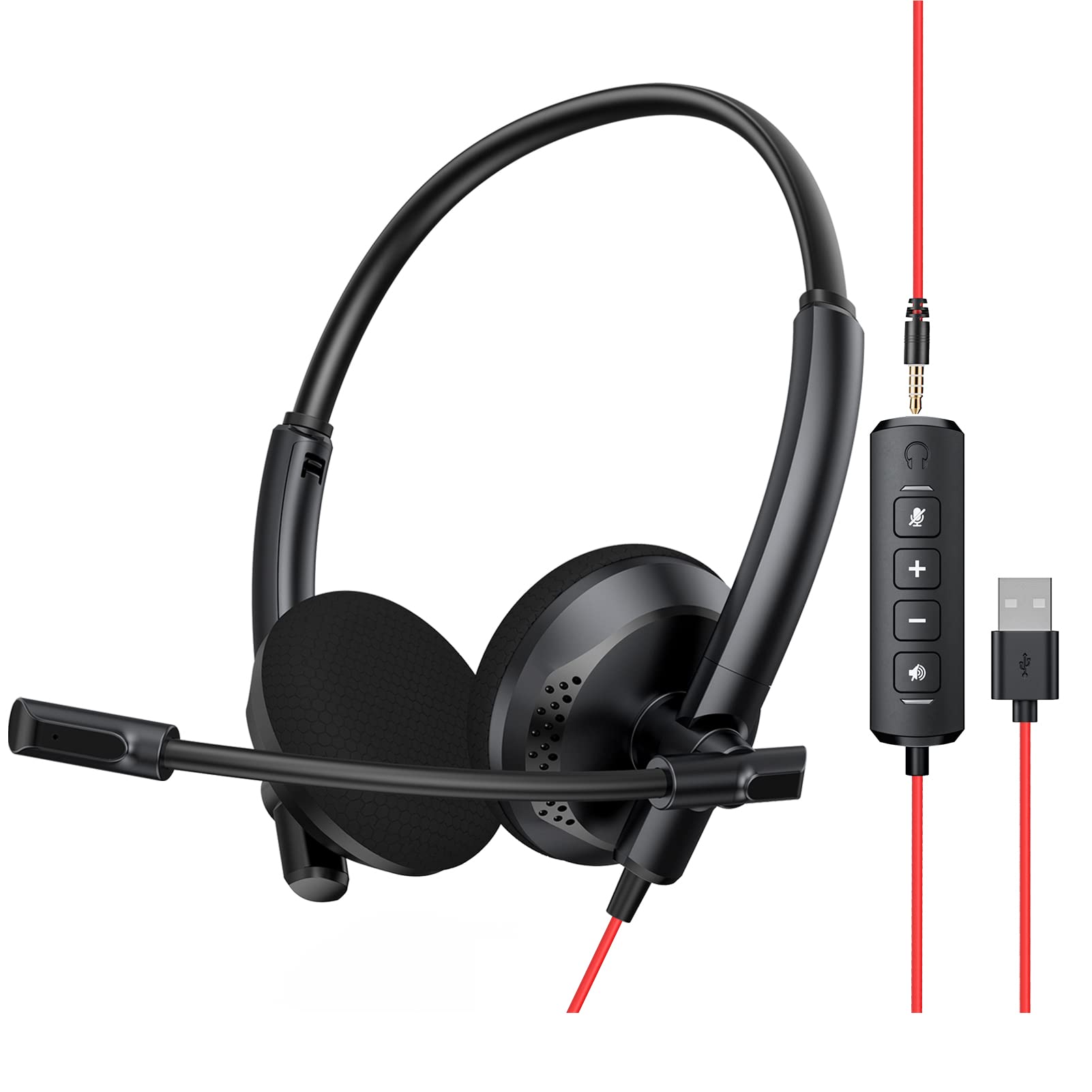 NUBWO HW03 USB Headset with Microphone for PC with in-Line Control,Wired Headphones with Mic for Mac,Laptop,Smartphone,Business & Students Essentials