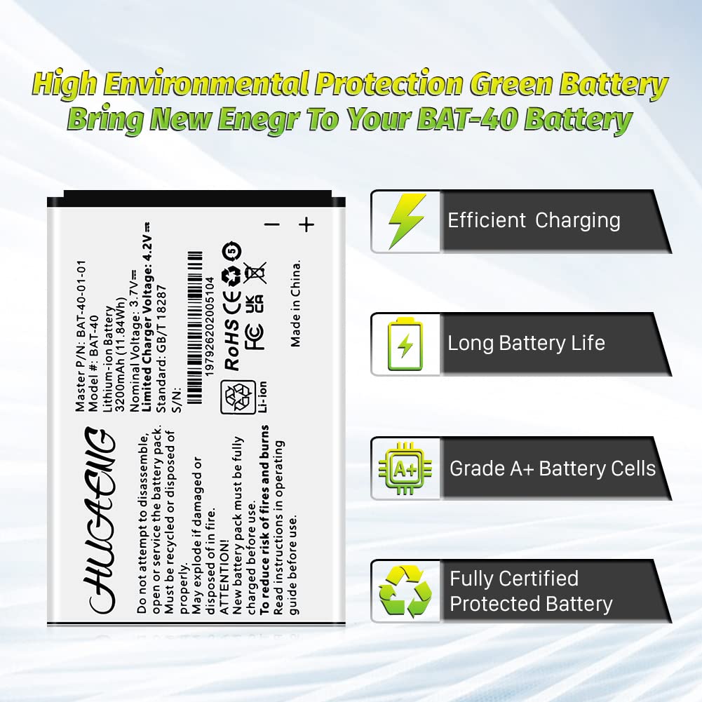 HUAENG BAT-40 Battery, (Upgraded) 3200mAh High Capacity Replacement Battery for AT&T IFWA-40 IFWA40 Mobile Hotspot Rechargeable Lithium-ion Battery