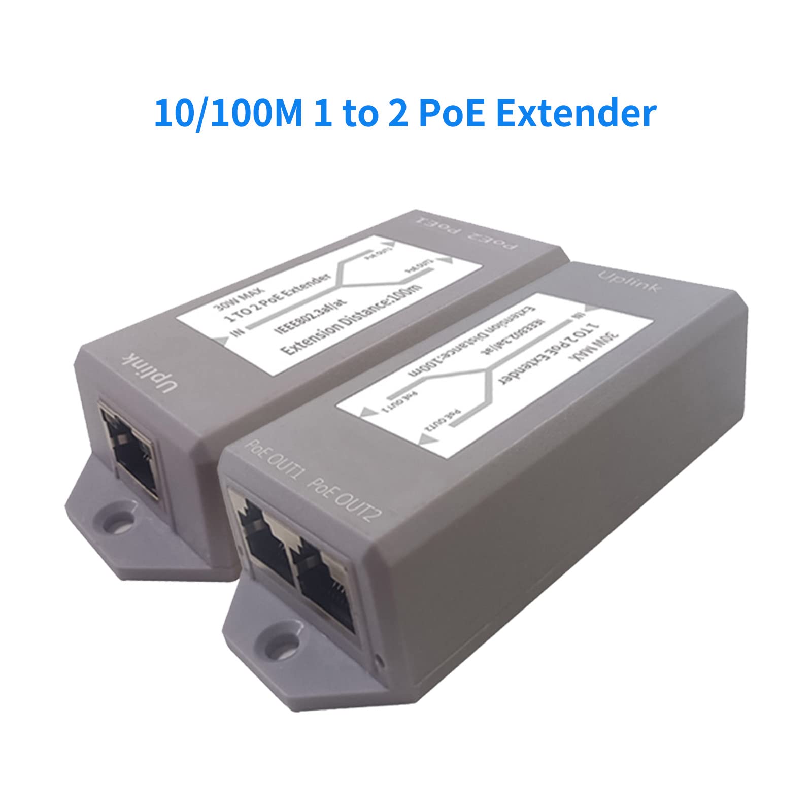 2 Port PoE Extender PoE+ Repeater 100Meters(328 ft) Extender 1 in 2 Out Comply IEEE 802.3af/at Standard 10/100Mbps for Security PoE Camera Over Cat5/Cat6 or UTP Cables …