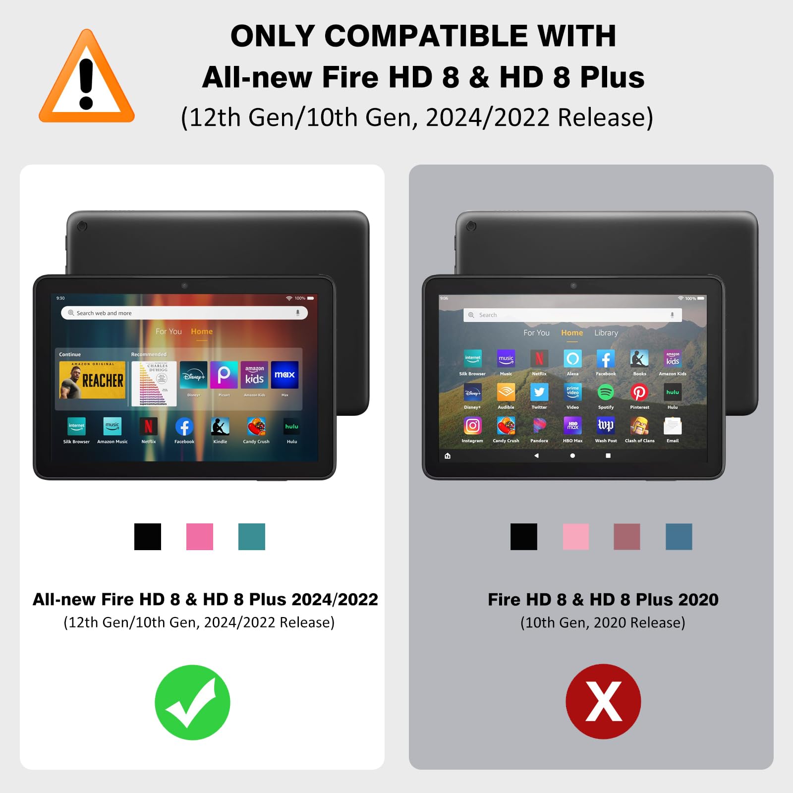 MoKo Case for All-New Amazon Kindle Fire HD 8 & 8 Plus Tablet (12th Generation-2024/2022 Release) 8", Ultra Clear Soft Flexible Transparent TPU Skin Bumper Back Cover Shell, Clear