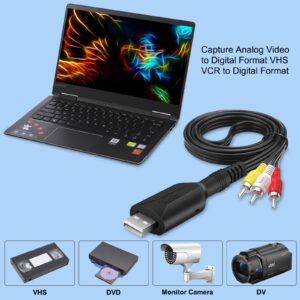 Wiistar USB Audio Video Capture Card VHS VCR to Digital Converter RCA AV to USB Video Capture Device Cable USB 2.0 Video Capture Card Video Grabber for Windows PC