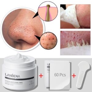 LANBENA Blackhead Remover, Nose Pore Strips for Blackheads, Black Head Remover Mask for Face, Puntos Negros, 30g+60pcs paper