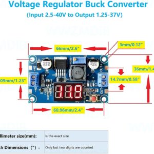 WWZMDiB LM2596 Voltage Regulator DC to DC Converter 3.2-35V to 1.25-30V Buck Converter (3Pcs LM2596 with LED Display)