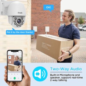 PANOOB 6MP PTZ Outdoor Camera, 355° Pan 90° Tilt 5X Optical Zoom PoE IP Security Cams, AI Human Vehicle Detection, 2.7-13.5mm Lens, 328ftIR Night Vision, Two Way Talk, Support 256GB SDCard, PT16A-6MZ