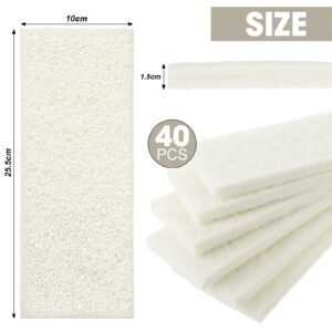 40 Pieces Non Scratch Scrubbing Pad Reusable Kitchen White Dish Scrubber Scouring Sponge Pads Multi Purpose for Kitchen Household Cleaning Supplies, 10 x 4 Inch