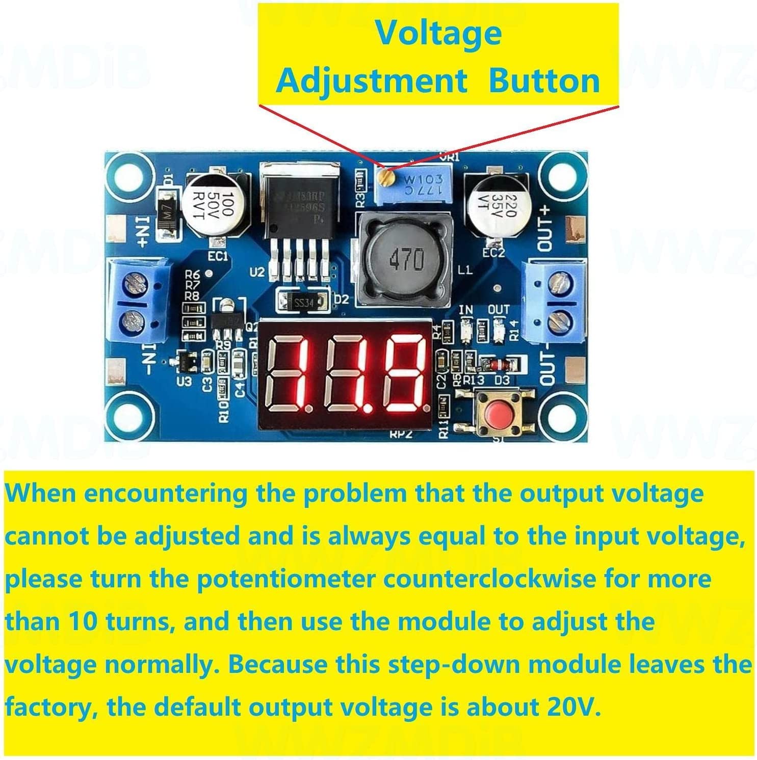 WWZMDiB LM2596 Voltage Regulator DC to DC Converter 3.2-35V to 1.25-30V Buck Converter (3Pcs LM2596 with LED Display)