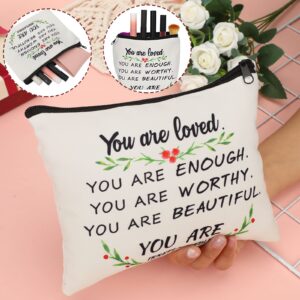 Pinkunn 10 Pcs Inspirational Cosmetic Bag for Girls CNA Week Gifts Bulk You Are Loved You Are Enough Case Cosmetic Bag Positive Toiletry Bag Gift for Women Sister(You Are Loved)