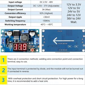 WWZMDiB LM2596 Voltage Regulator DC to DC Converter 3.2-35V to 1.25-30V Buck Converter (3Pcs LM2596 with LED Display)