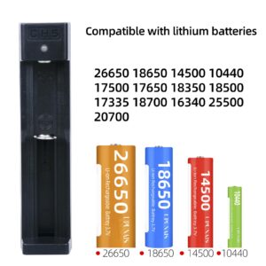 18650 Battery Charger, Suitable for 3.7v Lithium Batteries 20700 10440 14500 18500 16340 17500 18650, USB Single Slot Rechargeable Li-ion Battery Charger (Battery not Included)