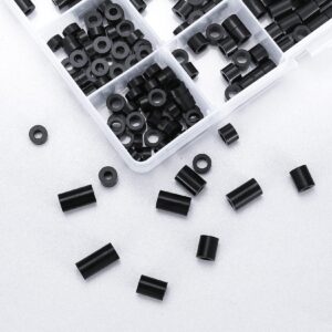 320 Pcs Electrical Outlet Screws Spacers, Black Nylon Round Spacer Assortment Kit, Plastic Spacers Without Threaded, Switch and Receptacle Spacers for Screws