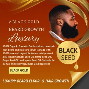 Black Tonight Premium Beard Oil – Organic Beard Growth Serum with Orange Citrus Scent – Luxury Beard & Hair Growth Serum that Softens, Conditions, Strengthens & Protects - 1oz