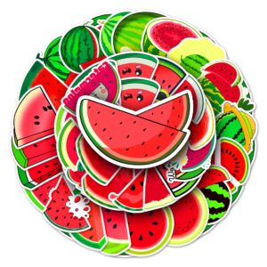 watermelon stickers, 50pcs pack, cute fruits aesthetic stickers, vinyl waterproof decals, stickers for laptop, hydro flask, water bottle, bumper car planner stickers, stickers for kids, toddlers, teens, girls, adults (watermelon)