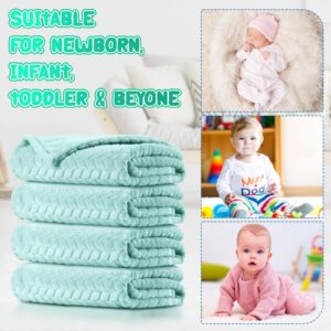 Chumia 4 Pcs Baby Blanket Flannel, Cozy Throw Fuzzy Blanket for Newborn Sherpa Blanket Crib(Lake Green, 24 x 32 Inch)