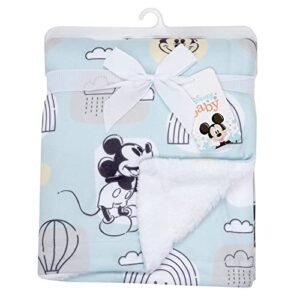 Lambs & Ivy Disney Baby Classic Mickey Mouse Blue/White Soft Fleece Baby Blanket