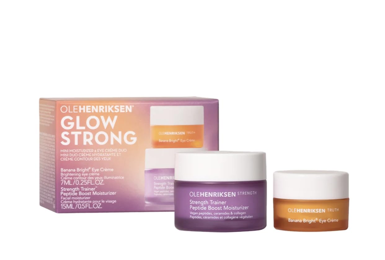 Olehenriksen Hunt for Hydration Mini Moisturizer & Eye Cream Duo Holiday Gift Set:: Banana Bright+ Eye Crème and Strength Trainer Peptide Boost Moisturizer