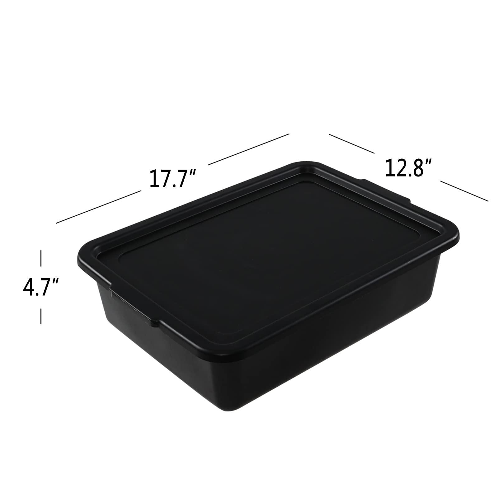 Bblina 13 Liter Commercial Bus Box Tubs with Lids, Plastic Bus Tray Set of 3, Black