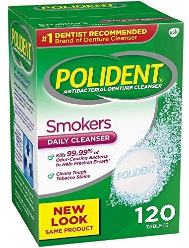 Denture Cleaning Tablets Smokers 120 Tablets bundle with Dentu-Care Denture Case and Denture Brush for Maintaining Good Clean Full Partial Dentures Mouthguards