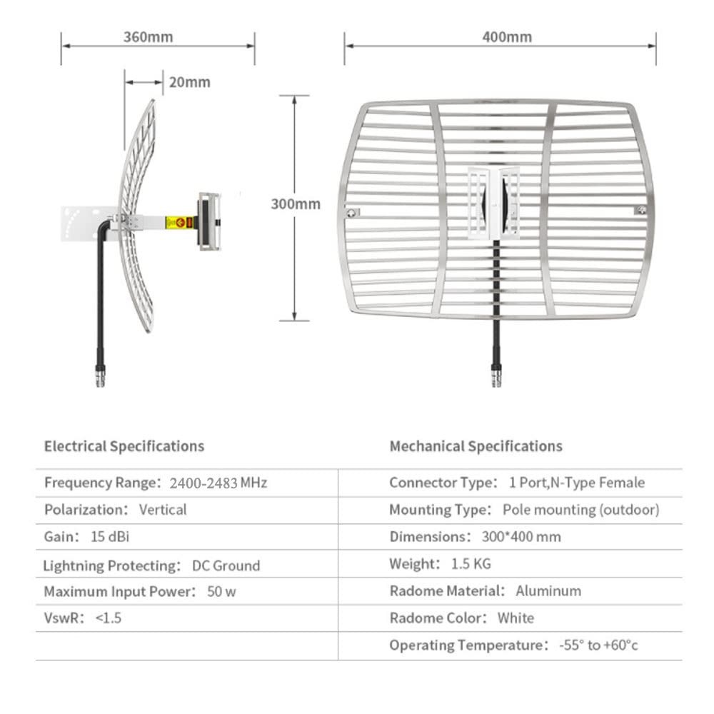 Long Range Outdoor Directional WiFi Antennas for WiFi Repeater System Support WiFi Router/Camera/Wireless Hotspot Extend WI-FI Range