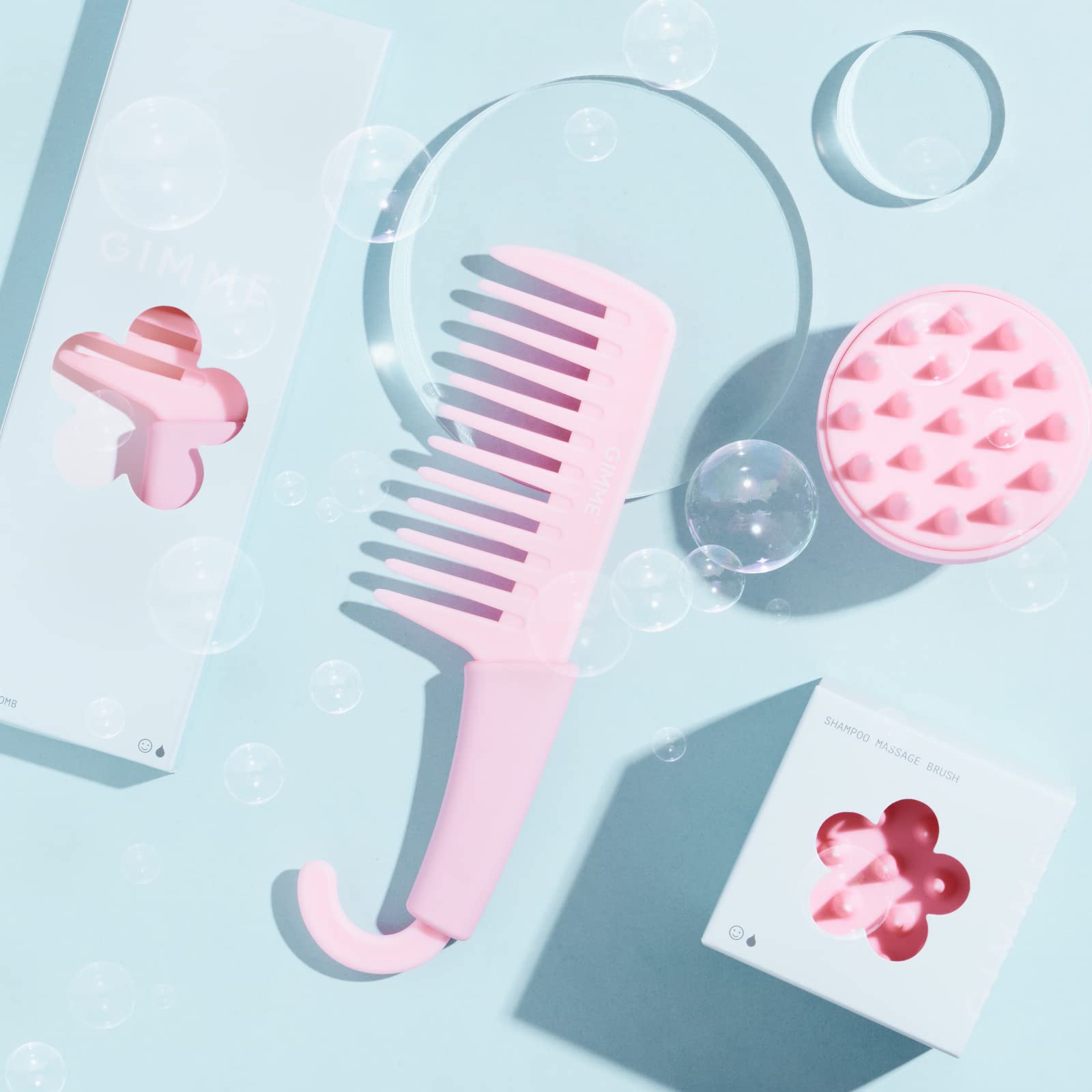 Gimme Beauty - Scalp Massage Brush - Clarifying Scalp Scrubber & Hair Shampoo Brush - Use In the Shower to Exfoliate, Loosen Debris & Help Promote Hair Growth - Pink (1 Count)