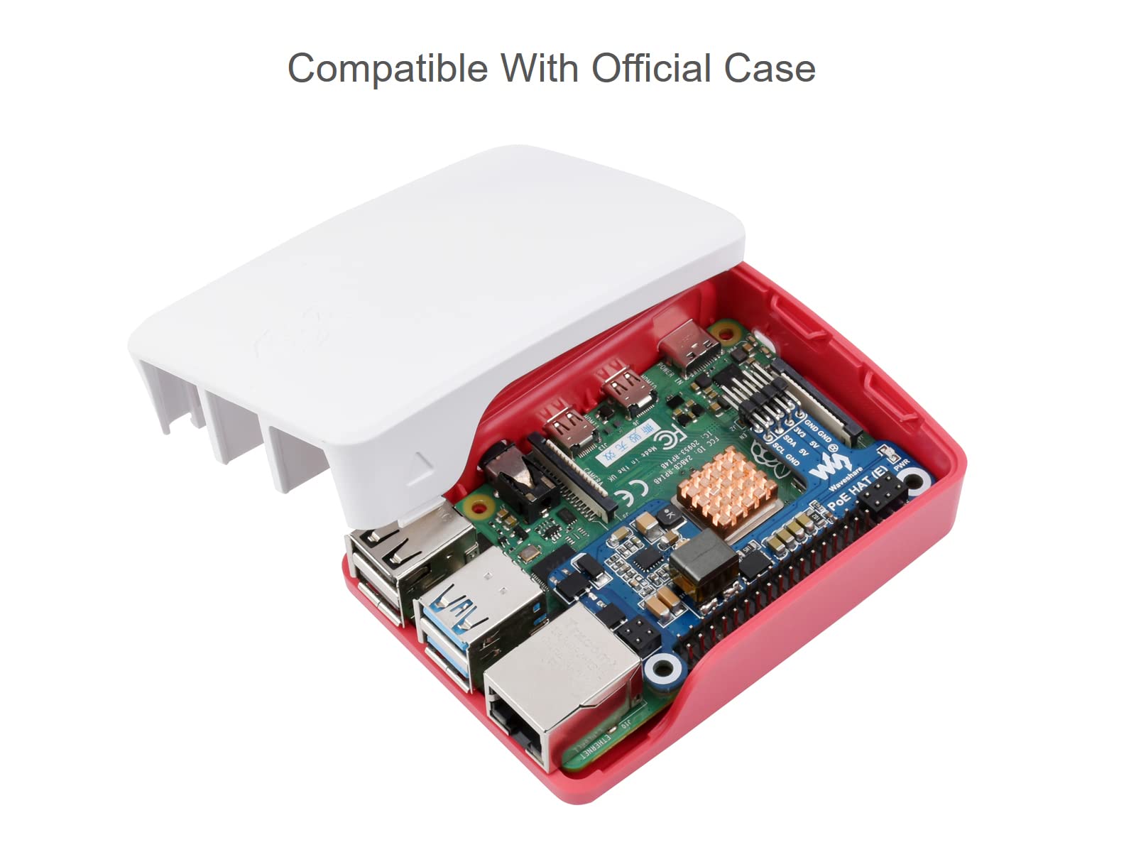 Power Over Ethernet POE HAT for Raspberry Pi 4B/3B+, IEEE 802.3af-Compliant, Mini POE HAT Support Connecting Cooling Fan, Compatible with The Raspberry Pi Official Case