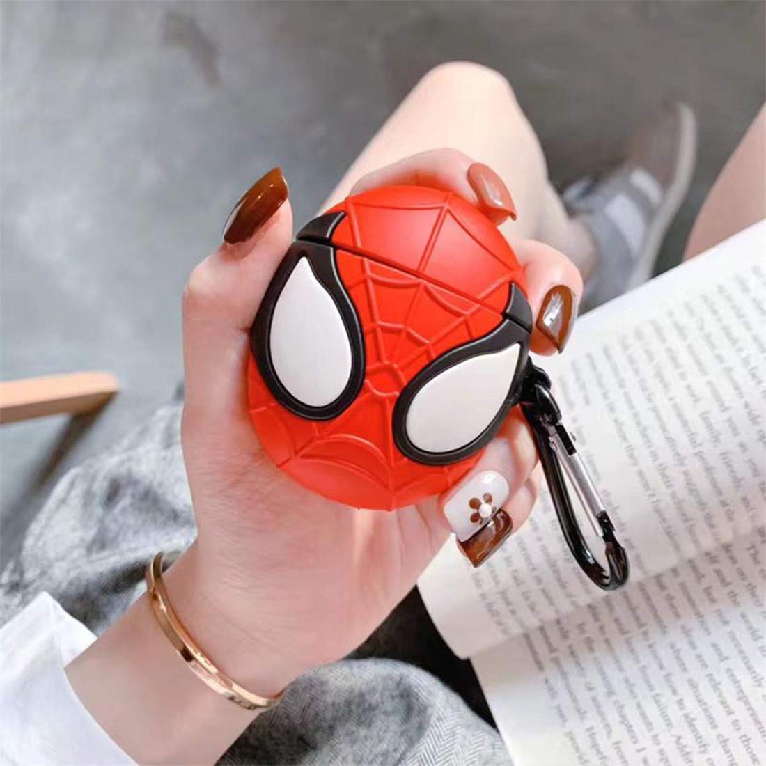 Lupct for Airpods 2/1 Case Cute Cartoon Character Silicone for Apple Air Pods Cover for Kids Girls Boys Shell Fashion Funny Fun Cool Unique Stylish Soft Protective Cases for AirPods 1&2(Red)