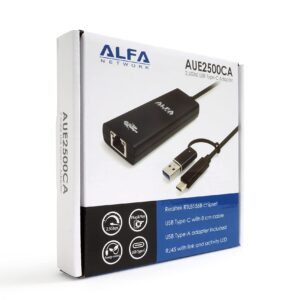 Alfa 2.5 GbE Type-C SuperSpeed USB 5 Gbps Card with Realtek™ RTL8156B and Type-A Adapter