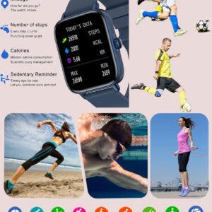 Carlinvi Smart Watch for Men and Women Bluetooth Waterproof SmartWatch with 1.7" Touch Screen Activity Tracker with Step Calorie Counter Heart Rate Monitor for Android & iOS Phones