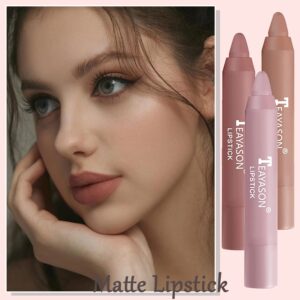 3 Colors Liquid Matte Lipstick Set, Velvet Air Moisture Smooth Crayon Nude Lipstick,Ultimate Nourishing Lipstick 24 Hour Long Lasting Waterproof Lip Gloss Lipstick for Women Makeu (Set F)