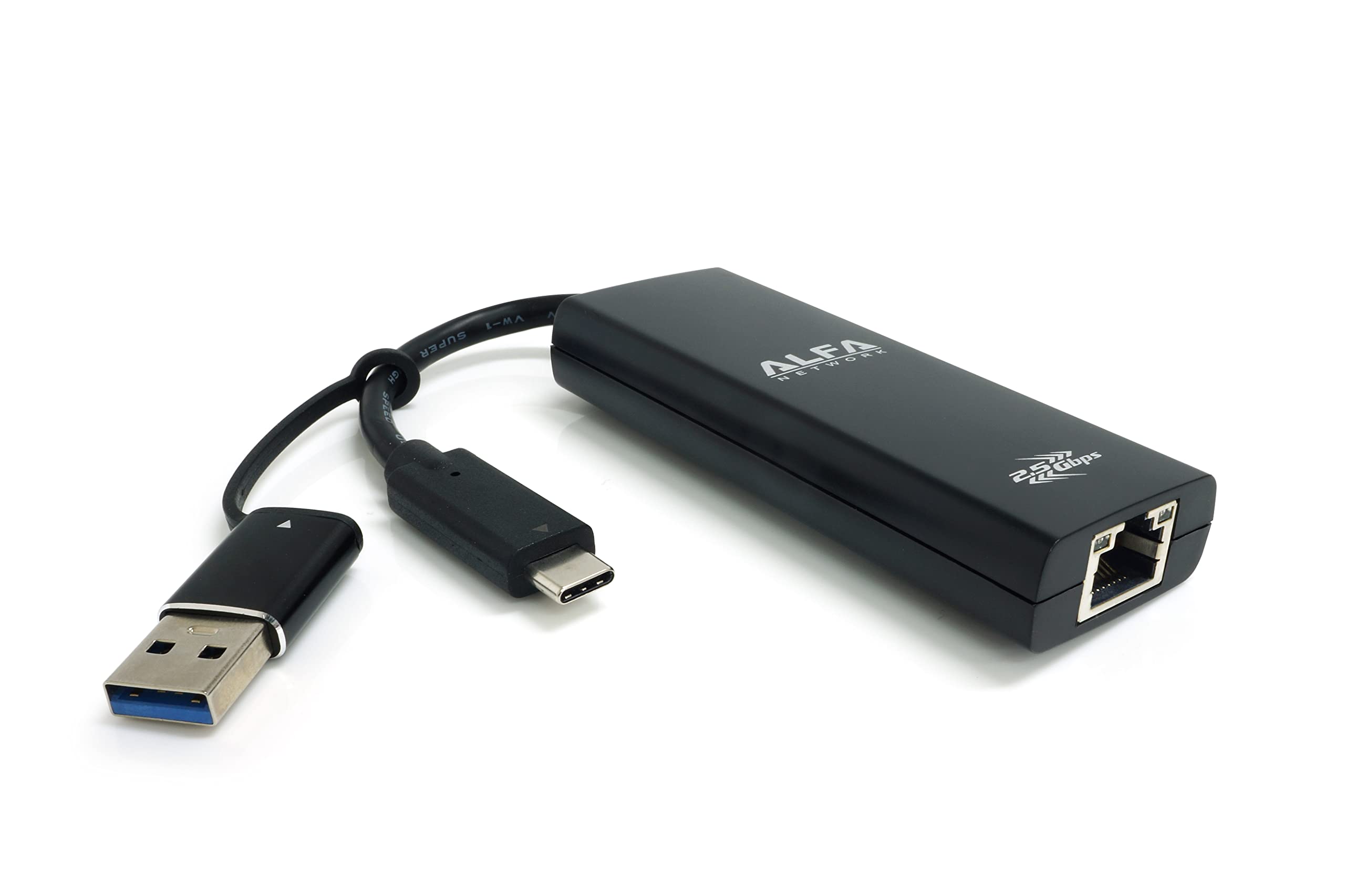 Alfa 2.5 GbE Type-C SuperSpeed USB 5 Gbps Card with Realtek™ RTL8156B and Type-A Adapter