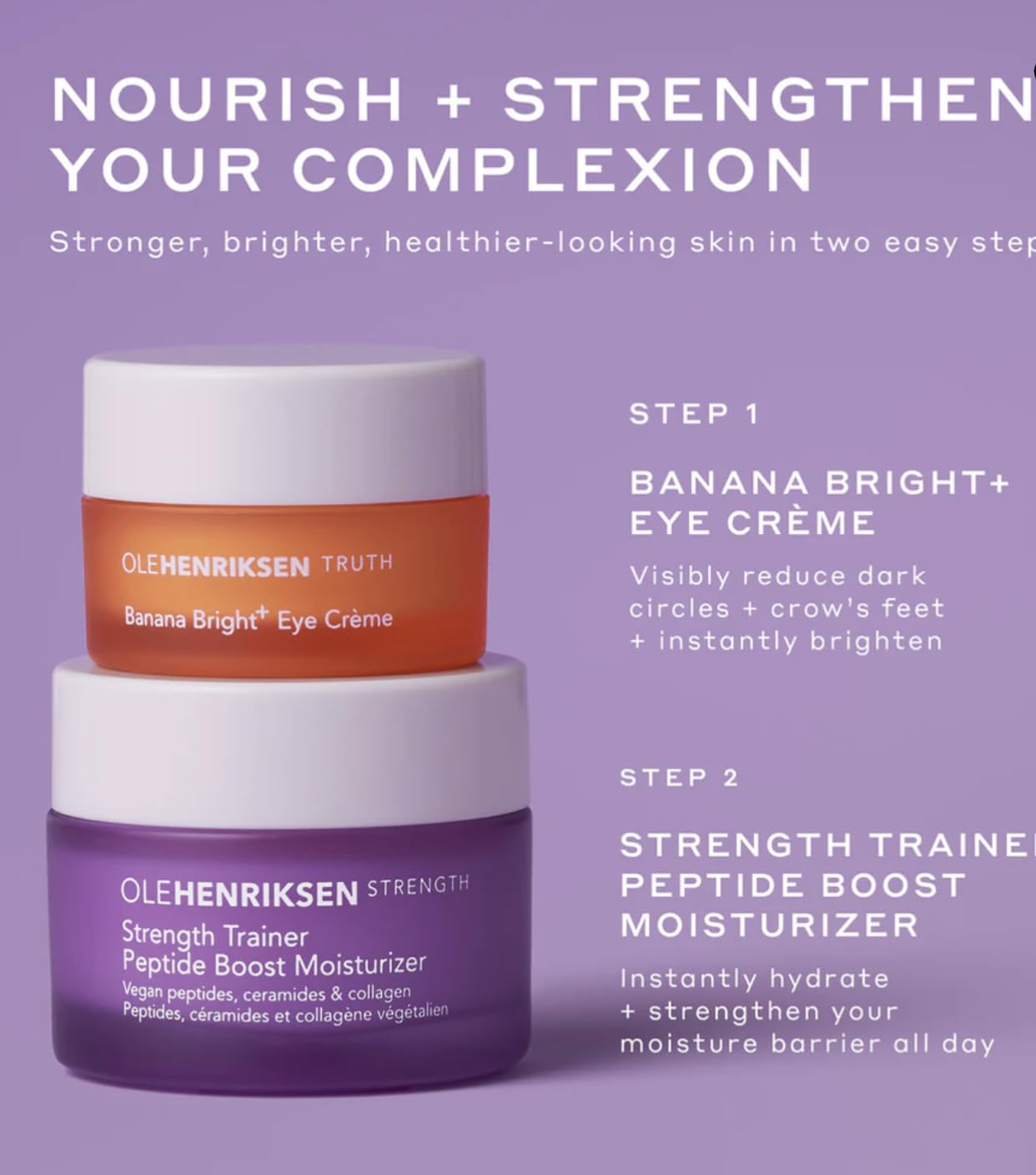 Olehenriksen Hunt for Hydration Mini Moisturizer & Eye Cream Duo Holiday Gift Set:: Banana Bright+ Eye Crème and Strength Trainer Peptide Boost Moisturizer