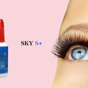 2 Pack Sky Glue S+ Eyelash Extension Glue Professional Use Only - Extra Strong Lash Extensions Adhesive 6-7 Weeks Retention and 1-2s Dry, Long Lasting Semi Permanent Black Glue - 2 Bottles 5 ml Ea