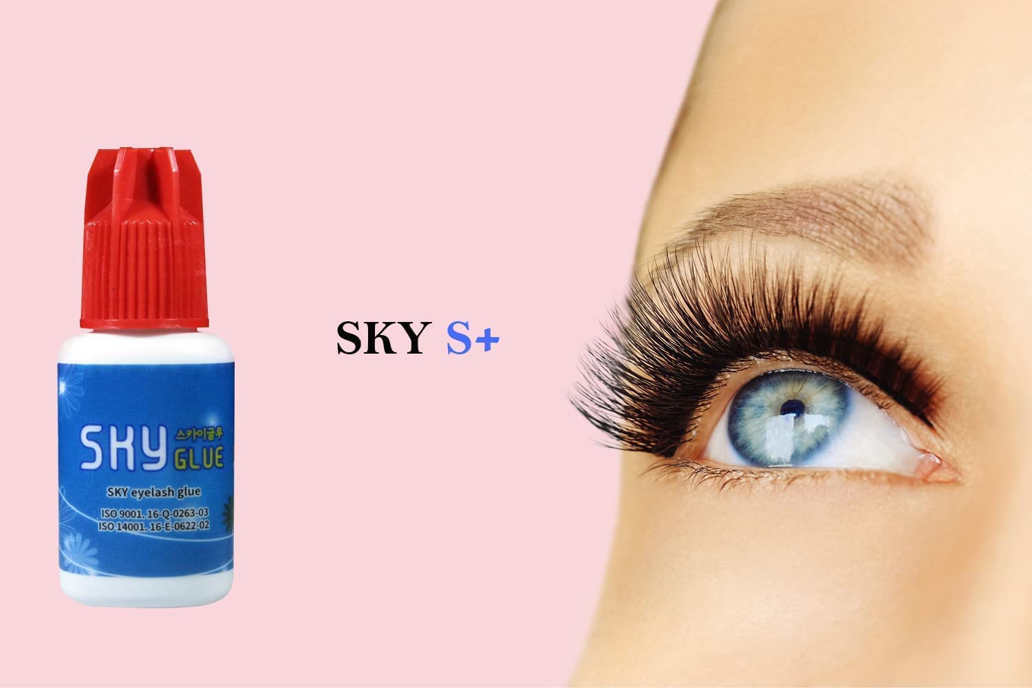 2 Pack Sky Glue S+ Eyelash Extension Glue Professional Use Only - Extra Strong Lash Extensions Adhesive 6-7 Weeks Retention and 1-2s Dry, Long Lasting Semi Permanent Black Glue - 2 Bottles 5 ml Ea