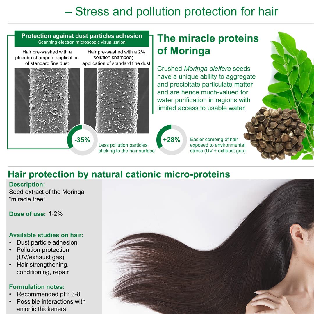 GLYCERIN & MORINGA OLEIFERA Seed Extract Solution - 14 g | 0.5 oz – Anti-oxidant, Cuticle smoothing, Combability improvement, Pollution protection, Hair strengthening, Permed hair applications