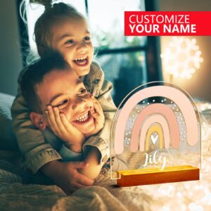 Smile lab Custom Name Boho Rainbow Night Light for Baby Personalized Led Nursery Night Light Kids Bedroom Decoration Birthday Christmas Gifts for Boys Girls