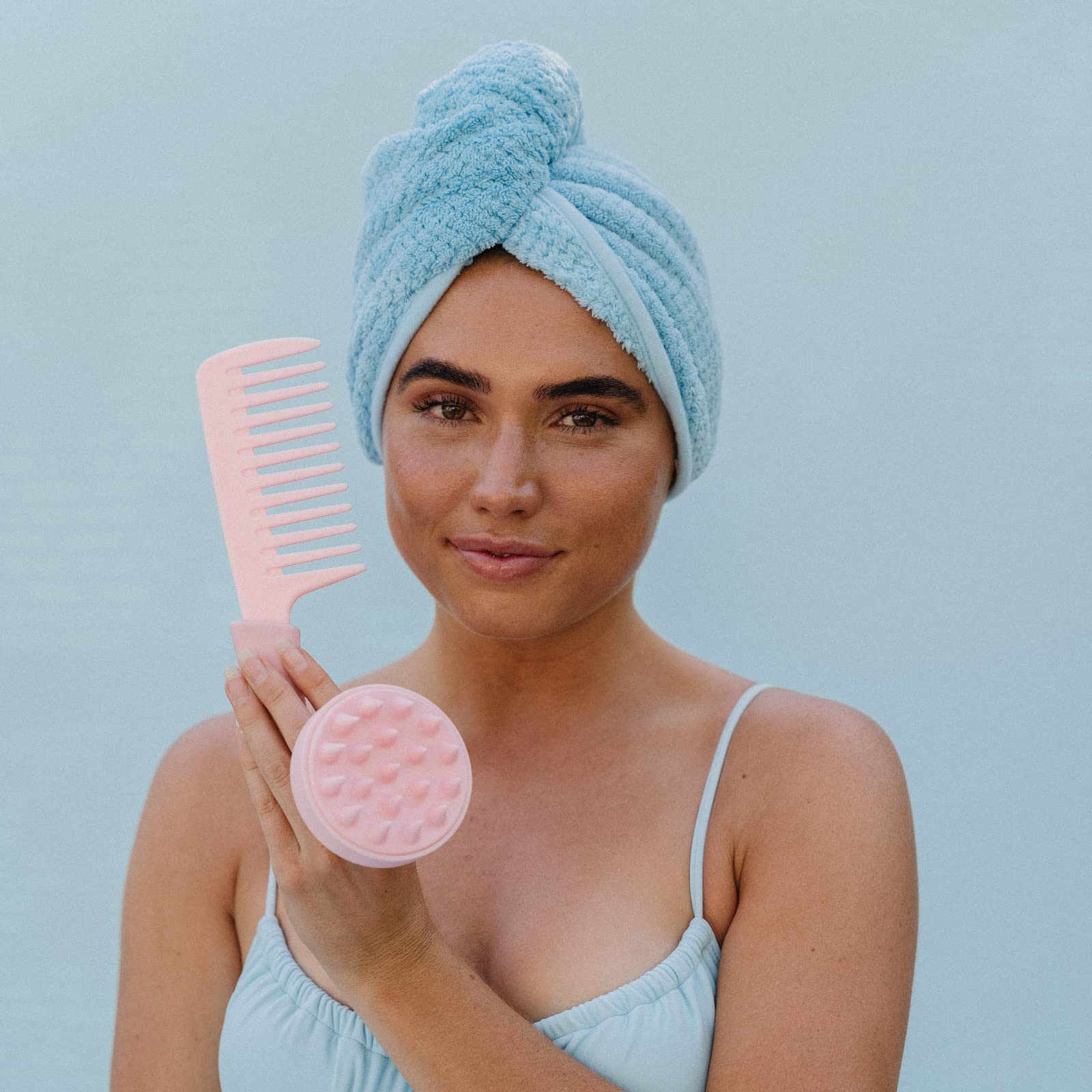 Gimme Beauty - Scalp Massage Brush - Clarifying Scalp Scrubber & Hair Shampoo Brush - Use In the Shower to Exfoliate, Loosen Debris & Help Promote Hair Growth - Pink (1 Count)