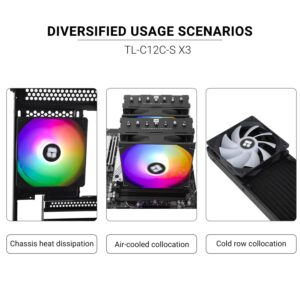 Thermalright TL-C12C-S X3 CPU Fan 120mm ARGB Case Cooler Fan, 4pin PWM Silent Computer with S-FDB Bearing Included, up to 1550RPM Cooling Fan（3 Quantities）