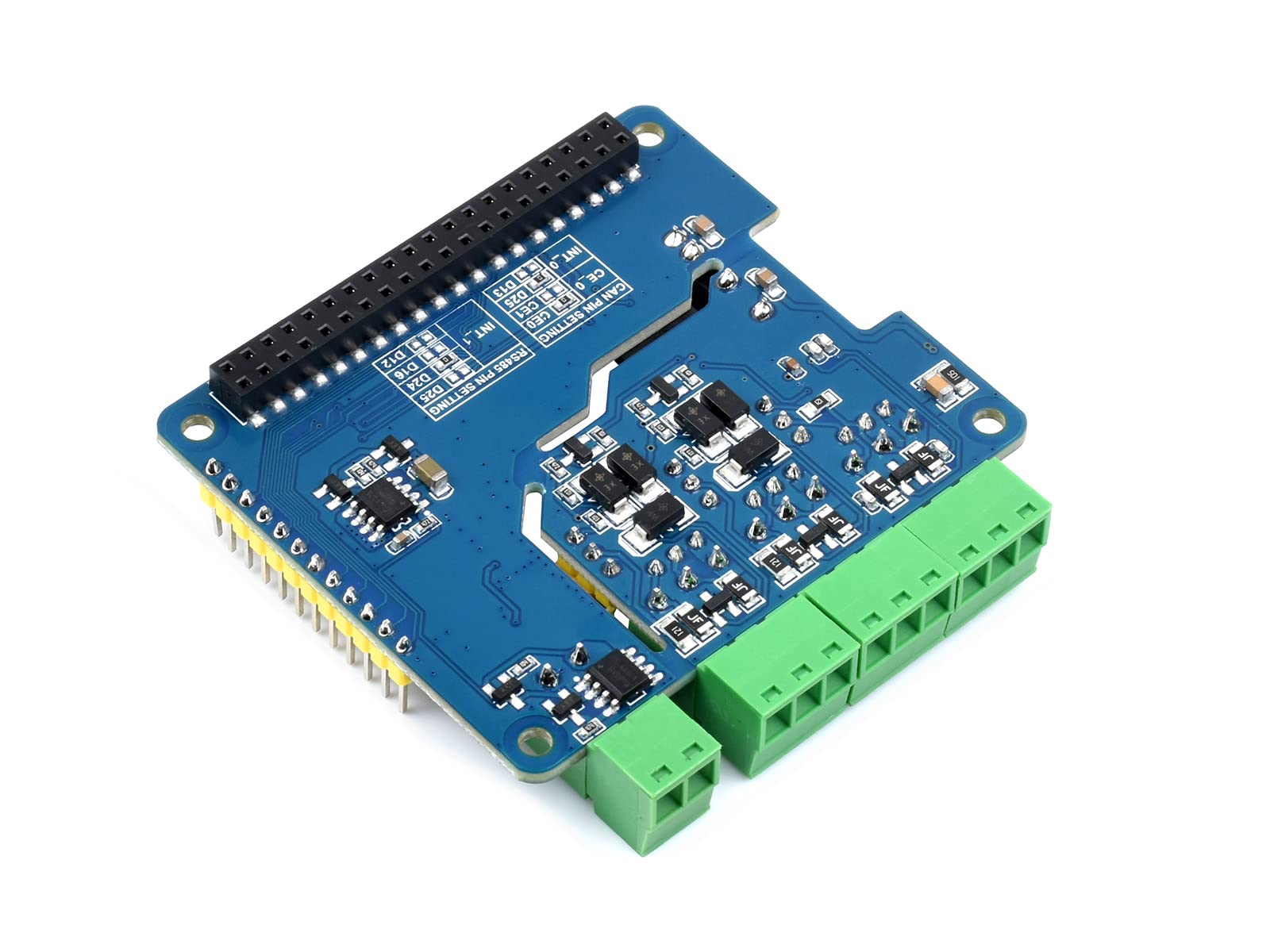 waveshare RS485 CAN HAT for Raspberry Pi, Expand 2-Ch RS485 and 1-Ch CAN, SPI Communication, Industrial Grade Isolation Protections