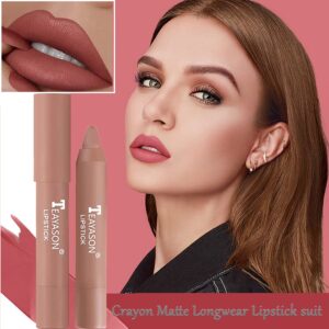 3 Colors Liquid Matte Lipstick Set, Velvet Air Moisture Smooth Crayon Nude Lipstick,Ultimate Nourishing Lipstick 24 Hour Long Lasting Waterproof Lip Gloss Lipstick for Women Makeu (Set F)