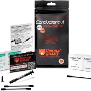 Thermal Grizzly Conductonaut Thermal Grease - 1Gram Set + Extra Applicators - Liquid Metal Thermal Paste for Cooling The CPU, GPU (Conductonaut) (1g Combo)